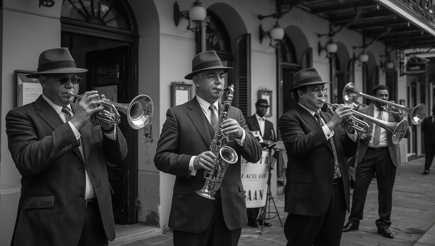 Typische Musiker für Jazz-Bands in New Orleans